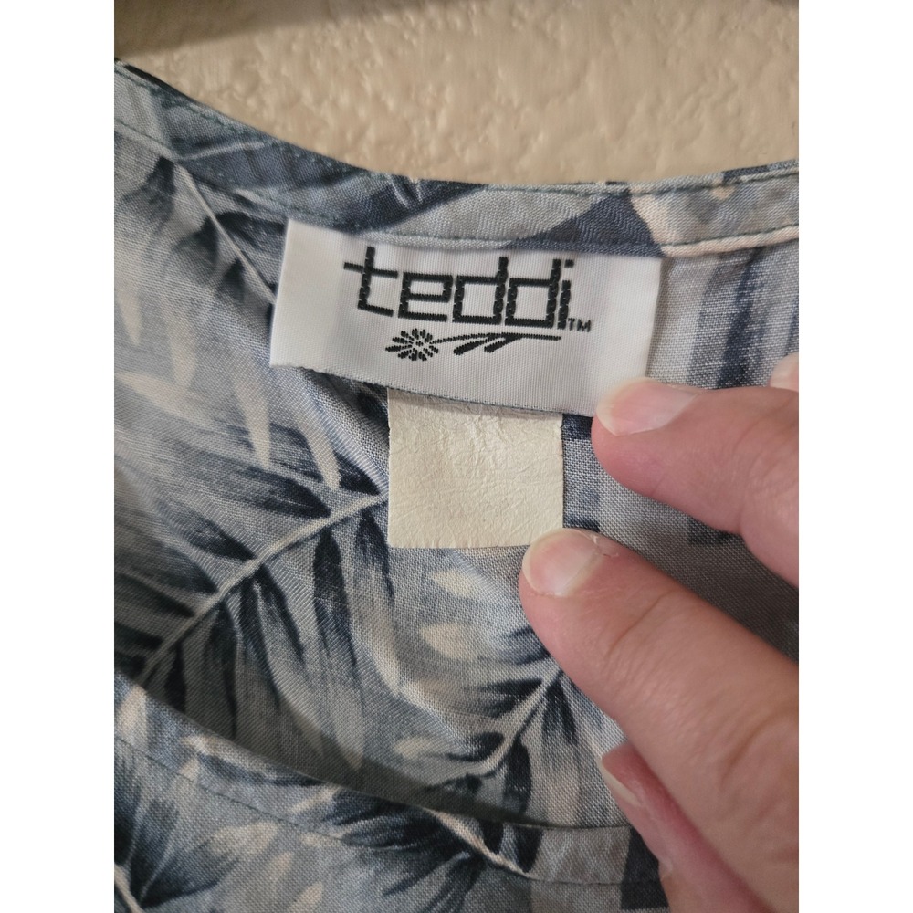 Teddi Vintage Blue Tropical Floral Patchwork Maxi Dress Sleeveless XL - Picture 3 of 5